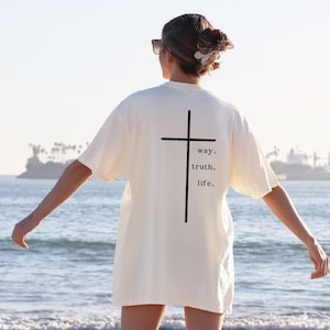 Jesus Shirt Way Truth Life Shirt Minimalist Christian Tshirt Simple Christian Shirt Gift for Adult Baptism John 14:6 Shirt Religious Apparel