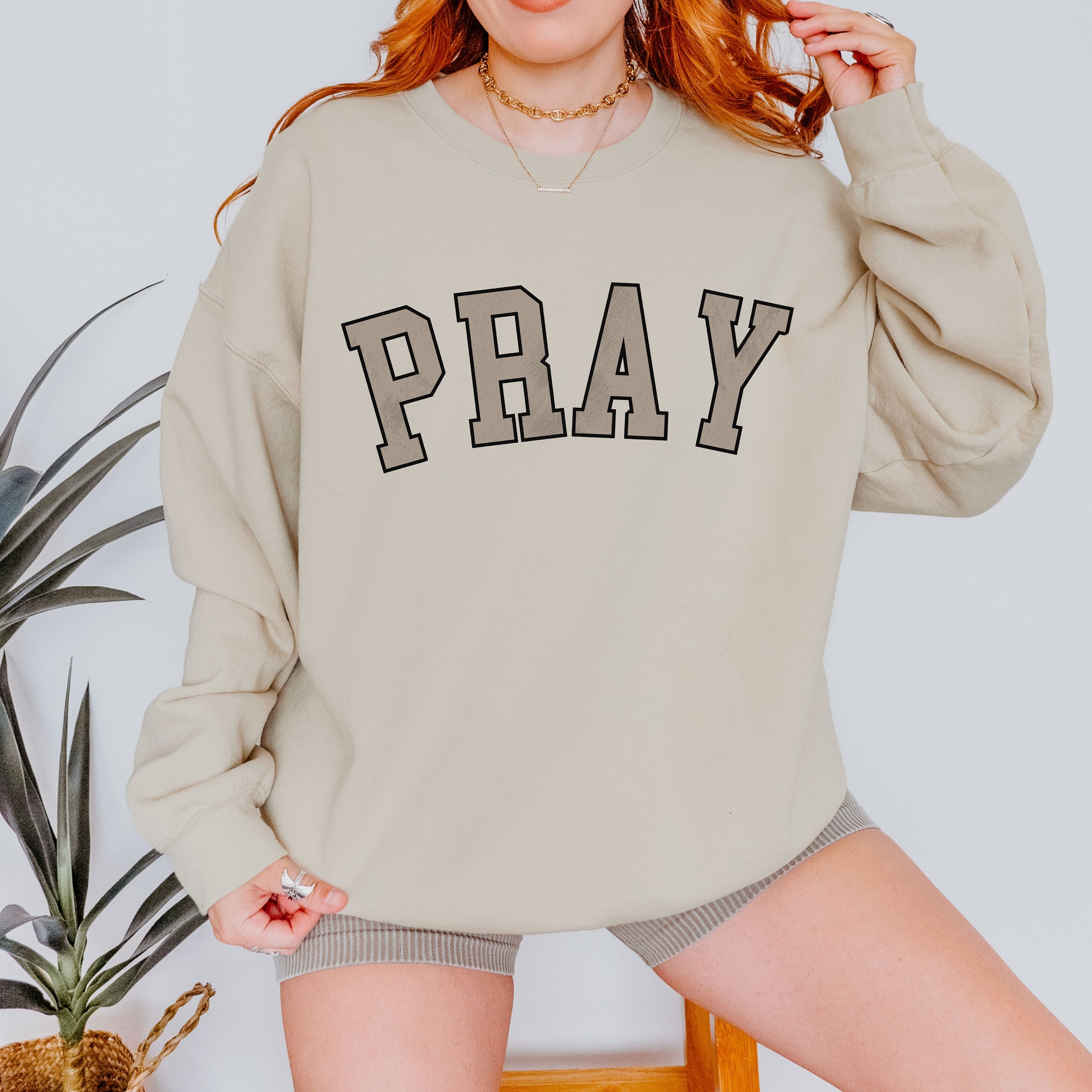 Pray Sweatshirt Neutral Christian Aesthetic Sweatshirt Collegiate Christian Gift Jesus Sweatshirt for College Girl Encouragement Gift Faith Etsy UK
