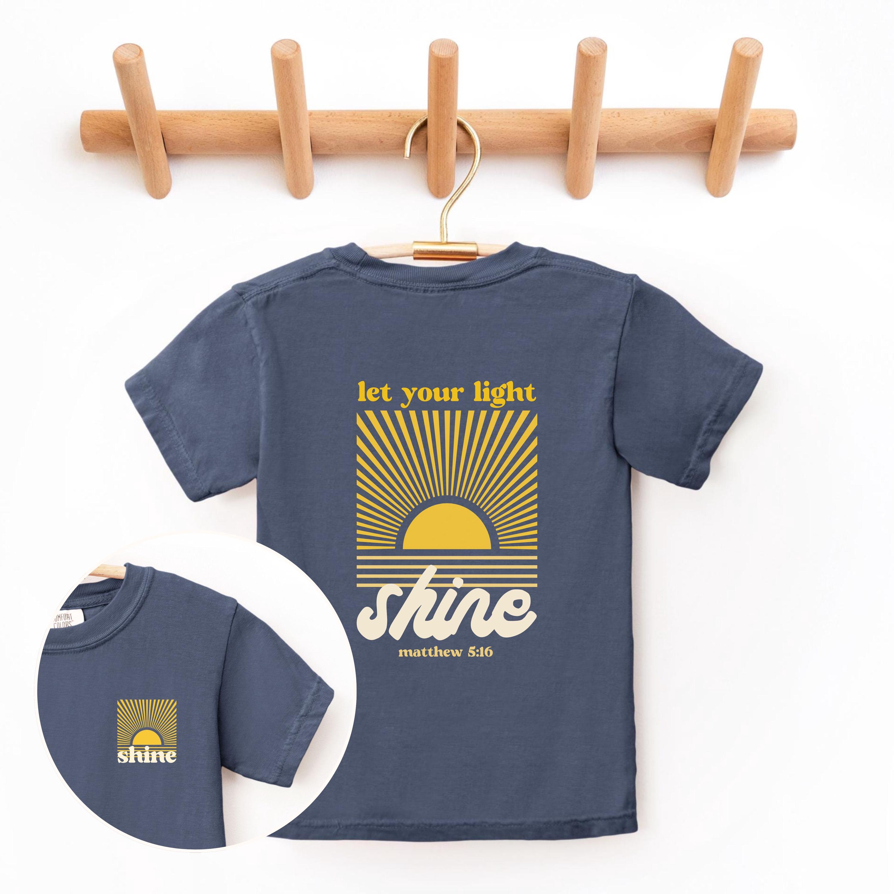 Kid's Christian Shirt Let Your Light Shine Matthew 5:16 Tshirt for Kids ...
