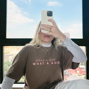 Christian Worship Shirt Oversized Tshirts Women Faith Based Praise Team Apparel Church Outfit Sunday Service What a God Inspirational image 13