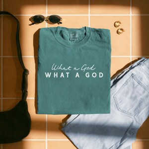 Christian Worship Shirt Oversized Tshirts Women Faith Based Praise Team Apparel Church Outfit Sunday Service What a God Inspirational image 8