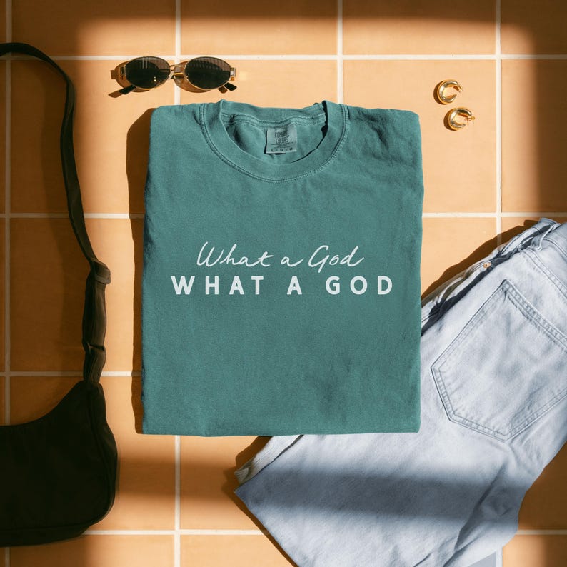 Christian Worship Shirt Oversized Tshirts Women Faith Based Praise Team Apparel Church Outfit Sunday Service What a God Inspirational image 8