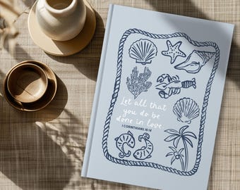1 Corinthians 16:14 Journal | Christian Notebook, Bible Journal, Coastal Aesthetic Gift