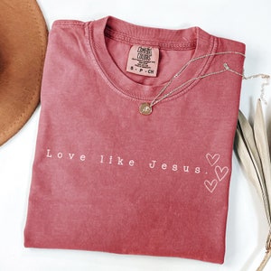 Love Like Jesus Comfort Colors Tshirt Minimalist Christian Tee for Baptism Religious Gift