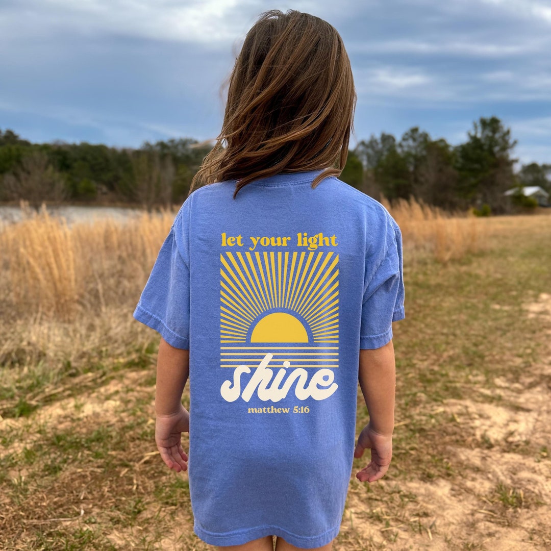 Kid's Christian Shirt Let Your Light Shine Matthew 5:16 Tshirt for Kids ...