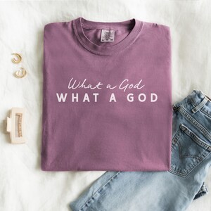 Christian Worship Shirt Oversized Tshirts Women Faith Based Praise Team Apparel Church Outfit Sunday Service What a God Inspirational image 15