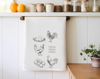 Farmhouse Kitchen Towel Chicken Tea Towel Vintage Style Chicken Kitchen Towel Farm Living Gift for Mom Homestead Chicken Mom Gift Farmhouse