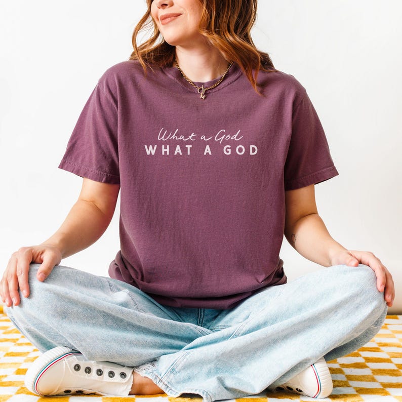Christian Worship Shirt Oversized Tshirts Women Faith Based Praise Team Apparel Church Outfit Sunday Service What a God Inspirational image 16