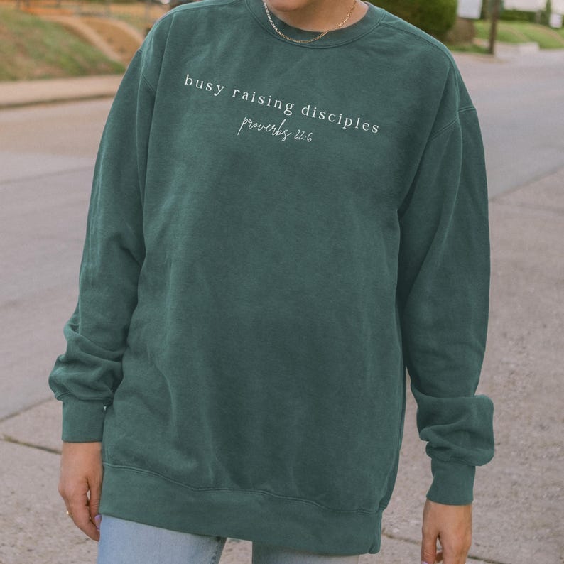 Christian Mom Comfort Colors Crewneck | Raising Disciples Sweatshirt, Proverbs 22:6 image 8