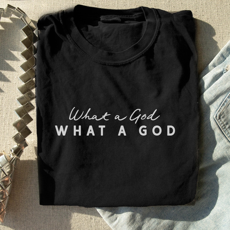 Christian Worship Shirt Oversized Tshirts Women Faith Based Praise Team Apparel Church Outfit Sunday Service What a God Inspirational image 10