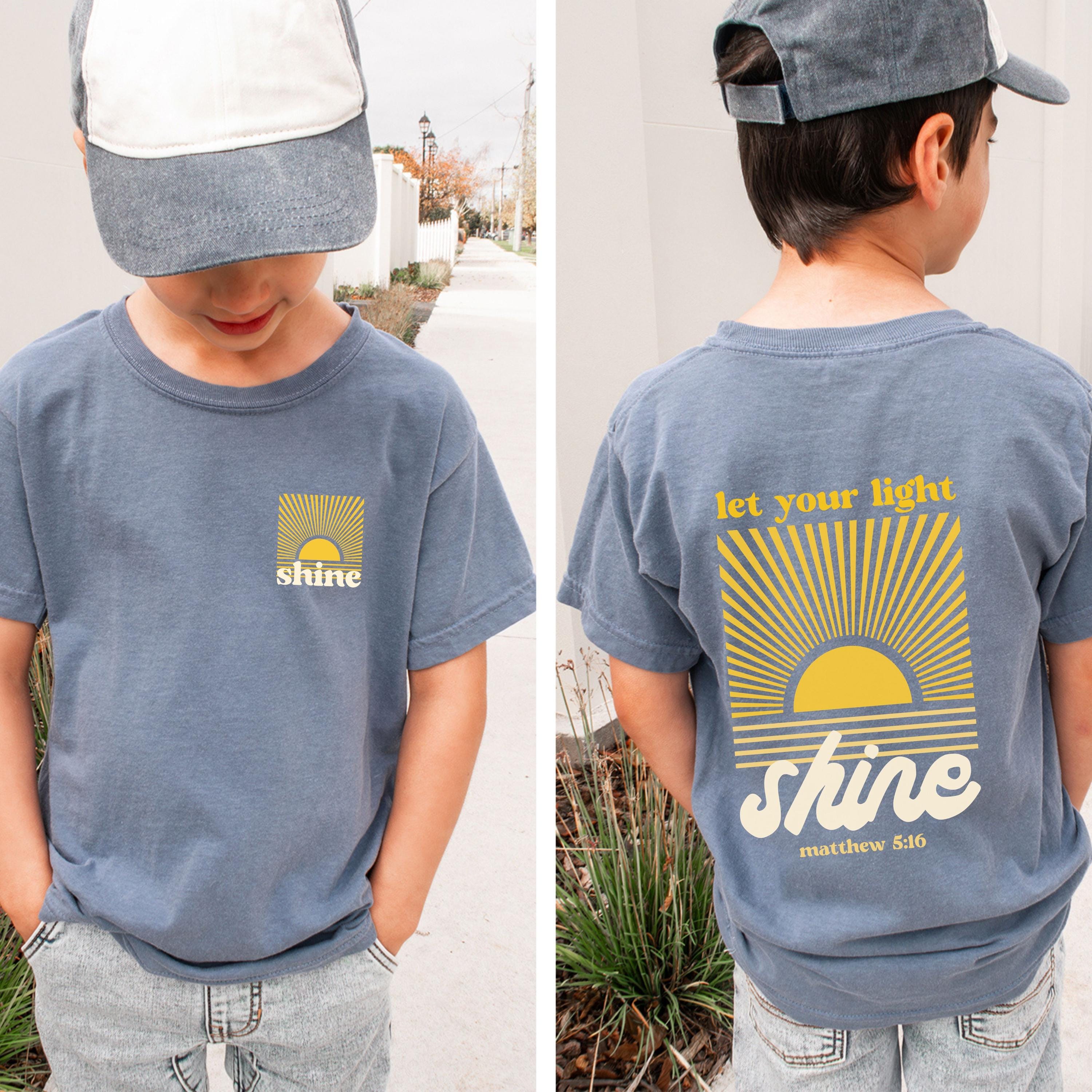 Kid's Christian Shirt Let Your Light Shine Matthew 5:16 Tshirt for Kids ...