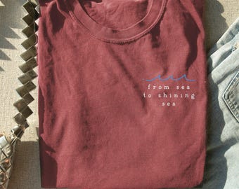 Camiseta bordada de América: De mar a mar brillante, camiseta del 4 de julio