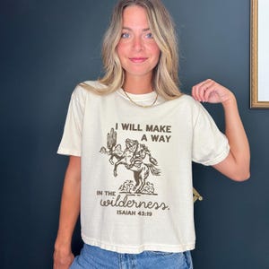 Christian Western Tee Isaiah 43:19 Scripture Rodeo Shirt Gift Faith Vintage Cowgirl Shirt Boxy Cropped Faith Ranch Wear Believer image 13