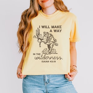 Christian Western Tee Isaiah 43:19 Scripture Rodeo Shirt Gift Faith Vintage Cowgirl Shirt Boxy Cropped Faith Ranch Wear Believer image 12