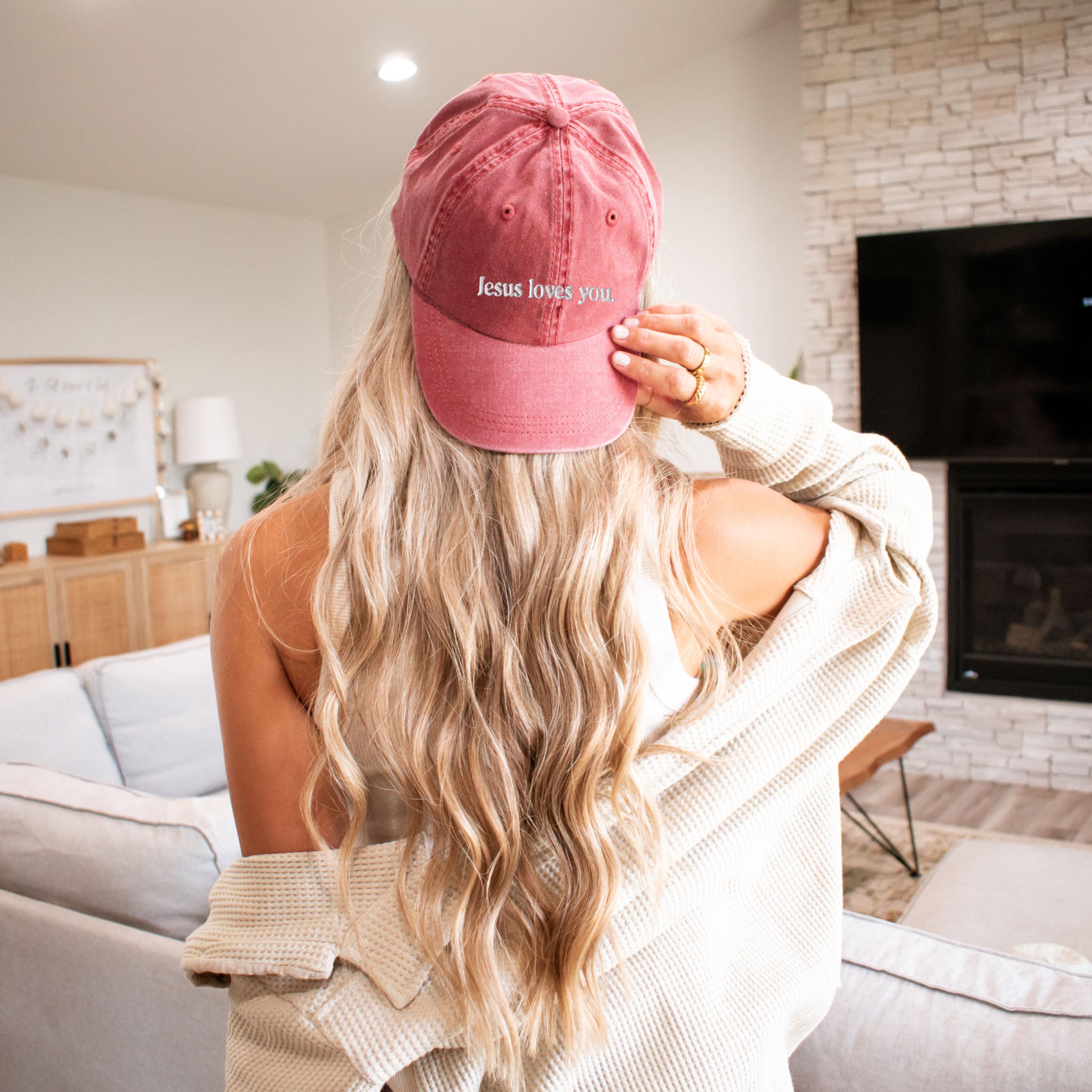 Jesus Loves You Hat: Embroidered Christian Cotton Twill Dad  display picture 2