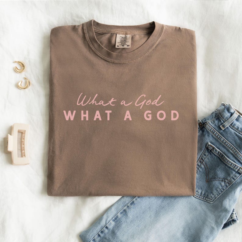 Christian Worship Shirt Oversized Tshirts Women Faith Based Praise Team Apparel Church Outfit Sunday Service What a God Inspirational image 12