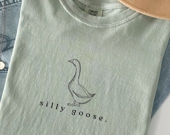 Silly Goose Comfort Colors Shirt | Vintage Farm Tee Minimalist Style Homestead Mom Shirt for Goose Birthday Party
