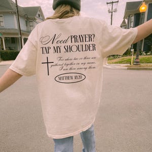 aesthetic Christian apparel, Bible verse shirt Matthew 18:20