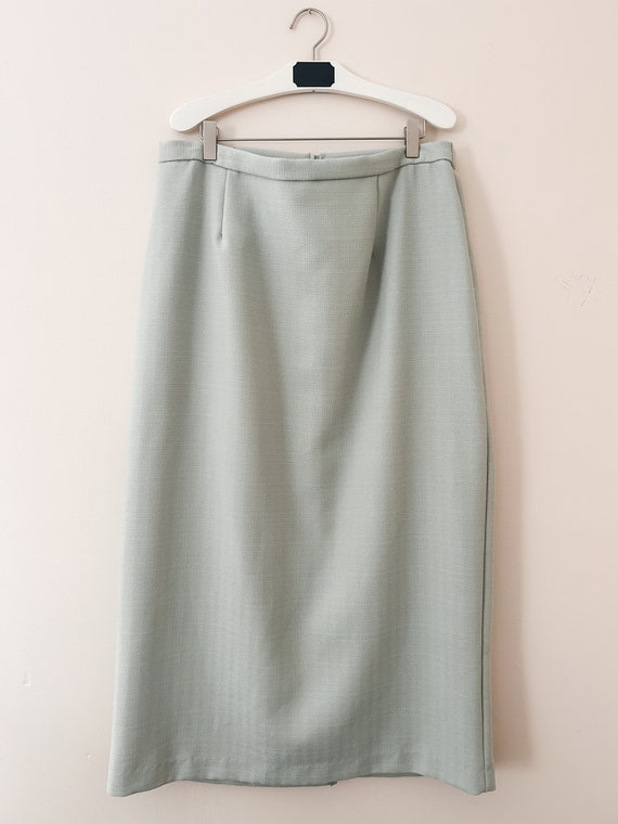 Vintage Mint Green Midi Skirt Vintage Spring Skirt