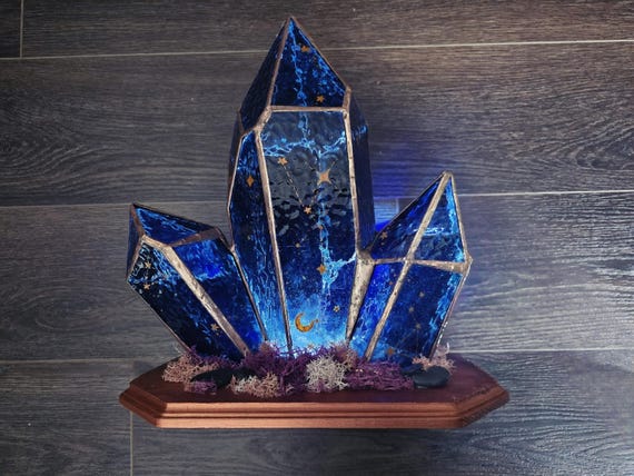 Celestial Crystal Cluster Stained Glass Lamp - Etsy
