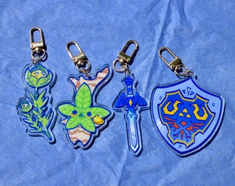 The legend of Zelda Keychain / Hylian shield Korok Hyrule plant Mastersword / Loz charm