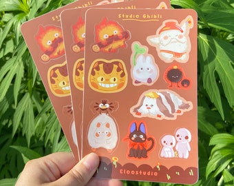 Studio Ghibli Sticker sheet anime Waterproof, miyazaki howl castle, kiki, spirited away, mononoke - Stationary classic studio collection