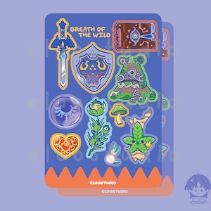 Zelda video game sticker sheet - Waterproof, water bottle sticker - Breath of the Wild & Tears of the Kingdom