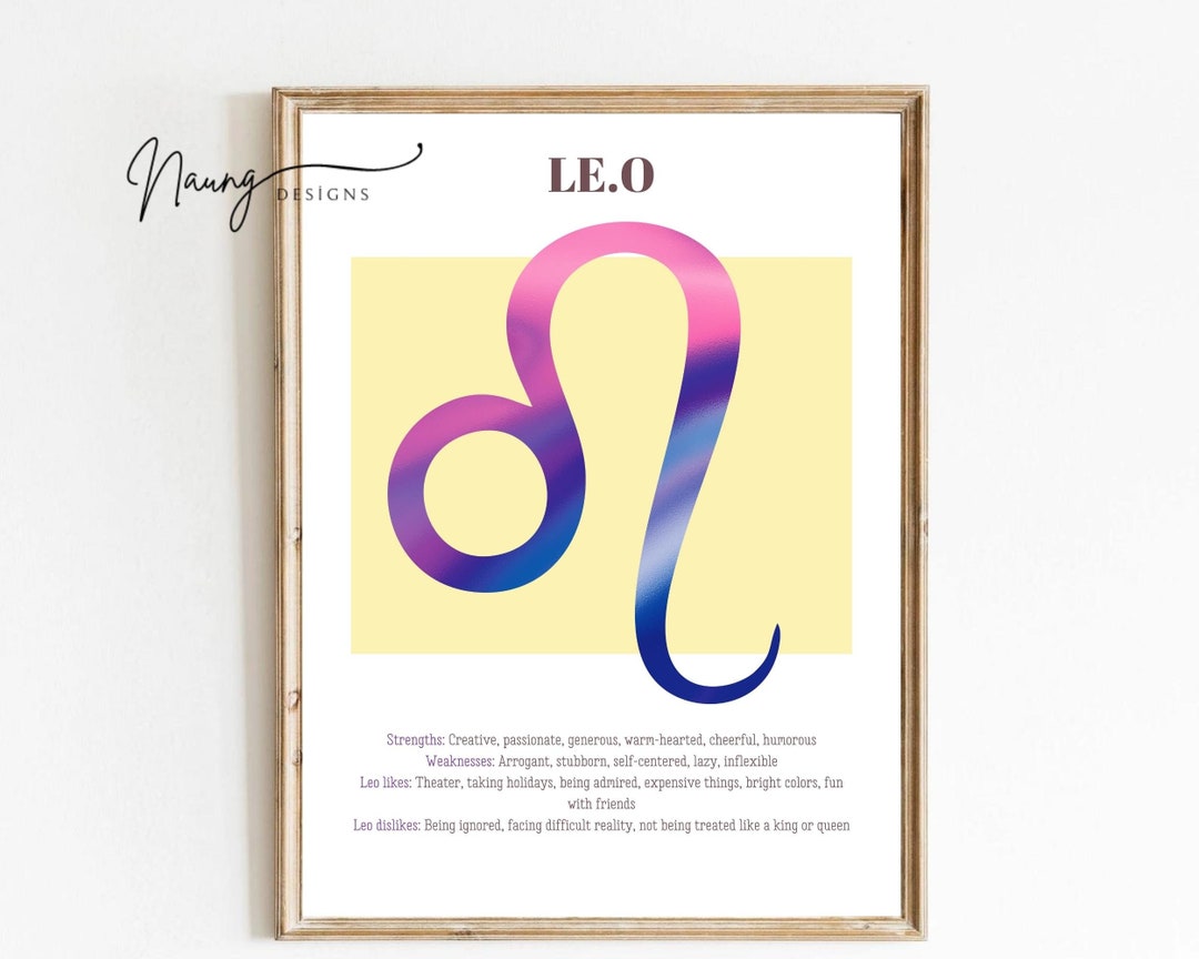 Leo Definition Poster leo Wall Art Print Zodiac Art Etsy