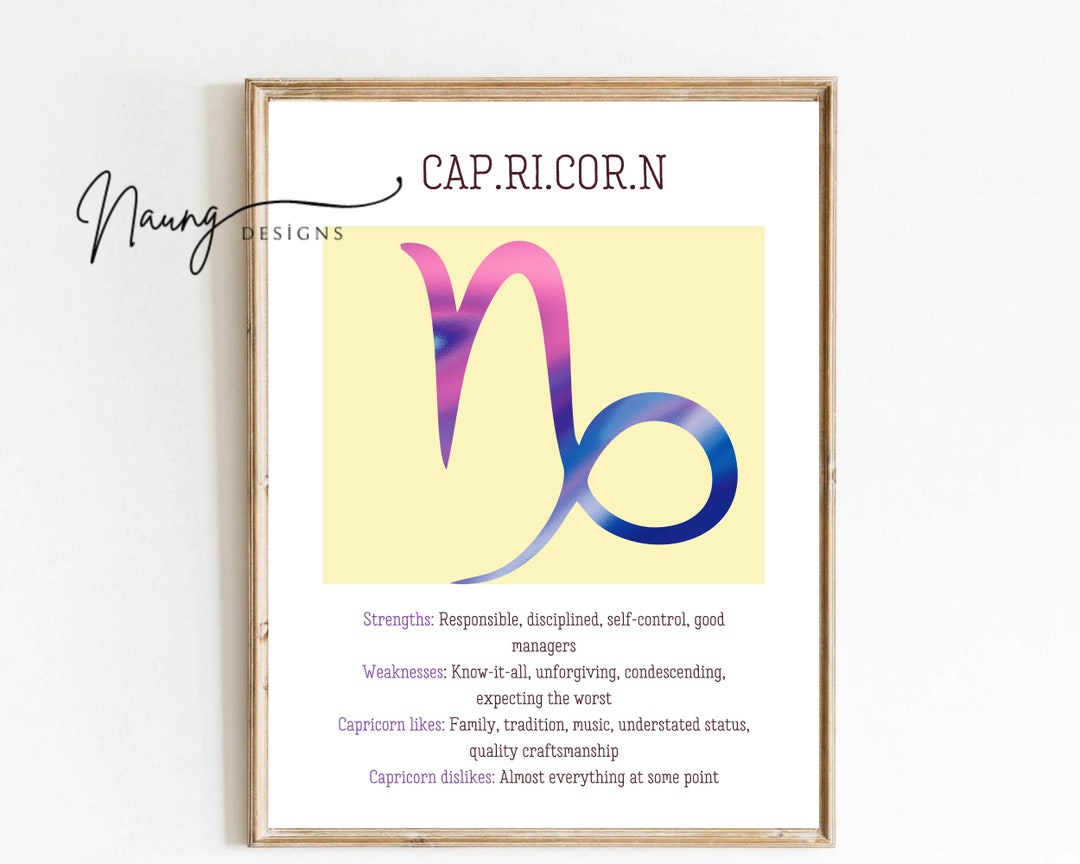 Capricorn Poster Capricorn Wall Art Print Zodiac Poster Etsy