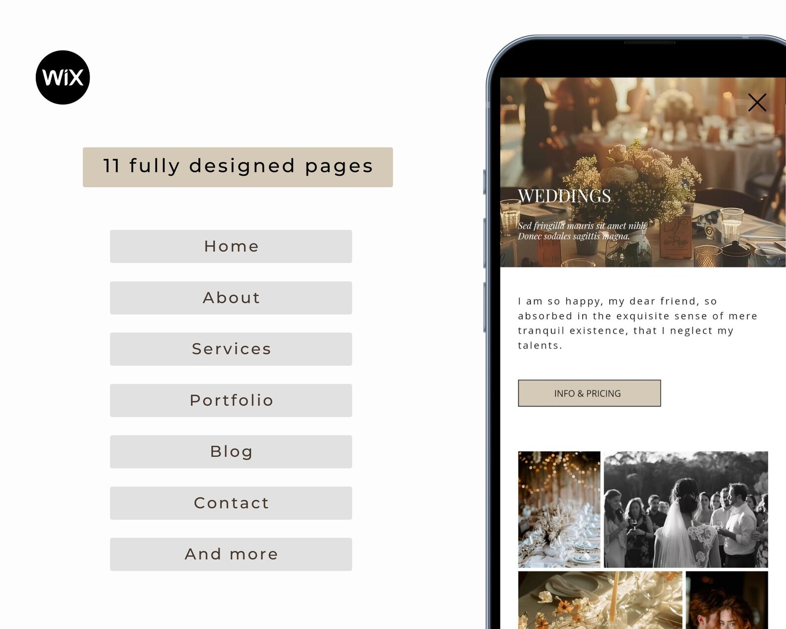 Minimalist Elegant Wedding Photographer Wix Website Template - Etsy