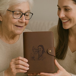 Cartera de cuero grabada, regalo del Día de la Madre, regalo para nuevas madres, cartera de cuero personalizada, regalo personalizado para ella, mamá, abuela