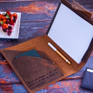 Portafolio de cuero personalizado, regalo de Navidad para él o ella, regalo de oficina, bolsa para documentos, agenda de negocios, regalos grabados personalizados para él o ella