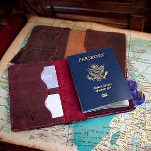 Funda de cuero para pasaporte, billetera de viaje personalizada, funda para pasaporte, funda de cuero para pasaporte, regalo de boda, regalo de viaje, regalo para ella