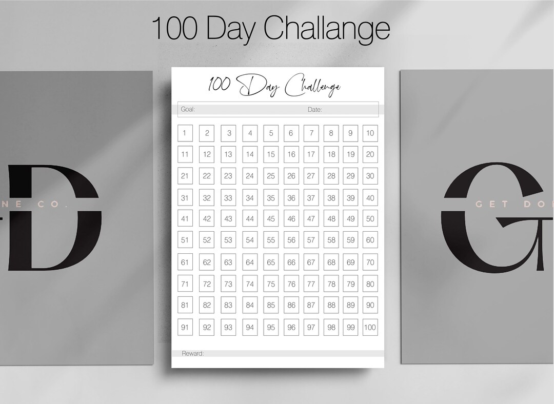 100 Day Challange Template Goal Setting Printable - Etsy