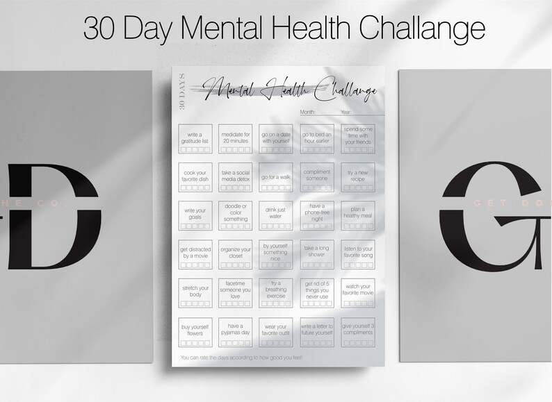 30 Day Mental Health Challenge Goal Setting Progress - Etsy