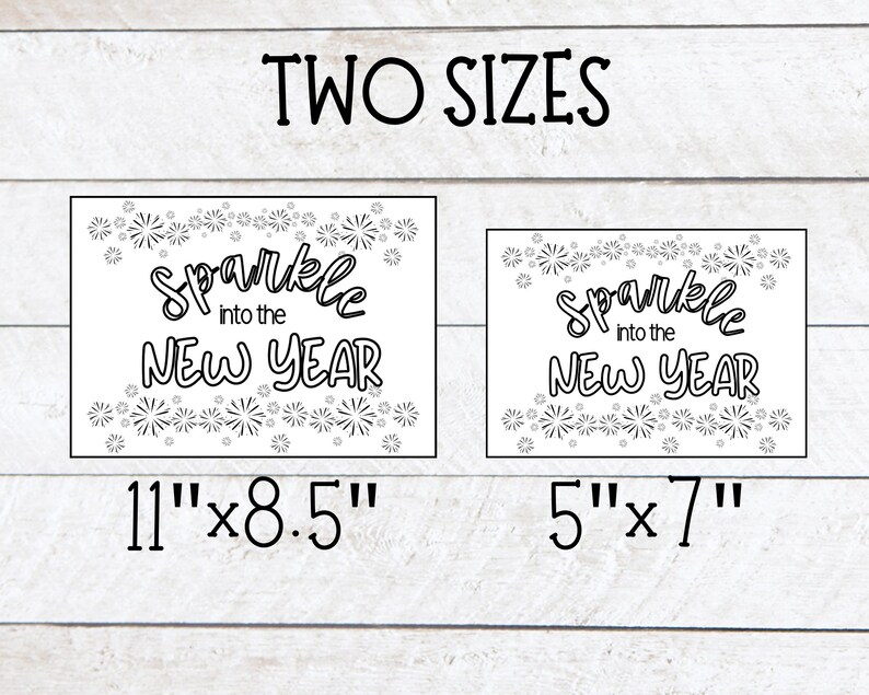 2025 New Year's Eve Printable Coloring Pages for Kids or Adults, 5x7 ...