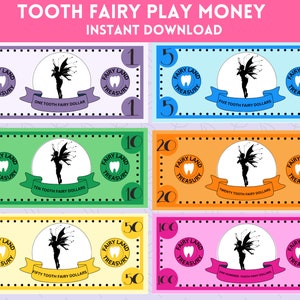 Tooth Fairy Printable Play Money - Fun Pretend Currency for Kids - Tooth Fairy Activity