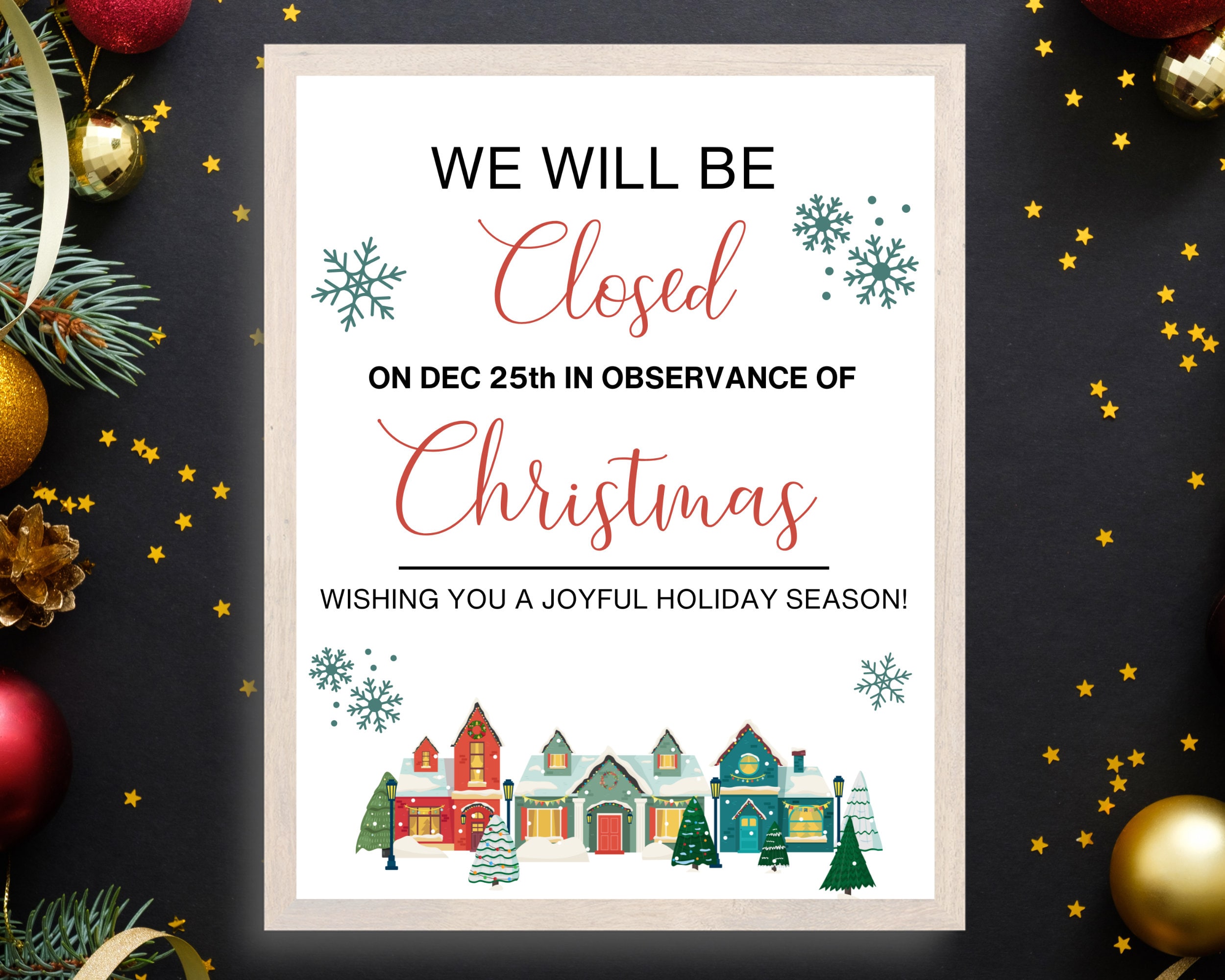 Closed for Christmas Eve & Christmas Printable Sign, 8x10 Etsy