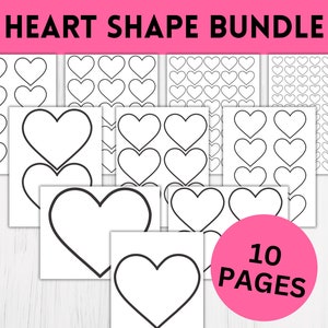 Pacote para impressão em forma de coração, modelos de símbolos de amor, download instantâneo de artesanato DIY, png