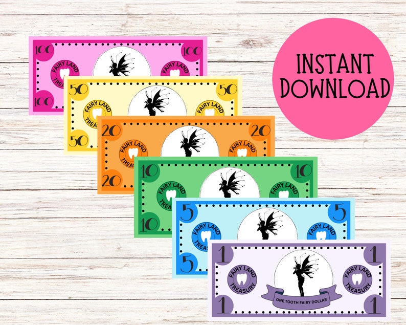 Tooth Fairy Printable Play Money Fun Pretend Currency for - Etsy
