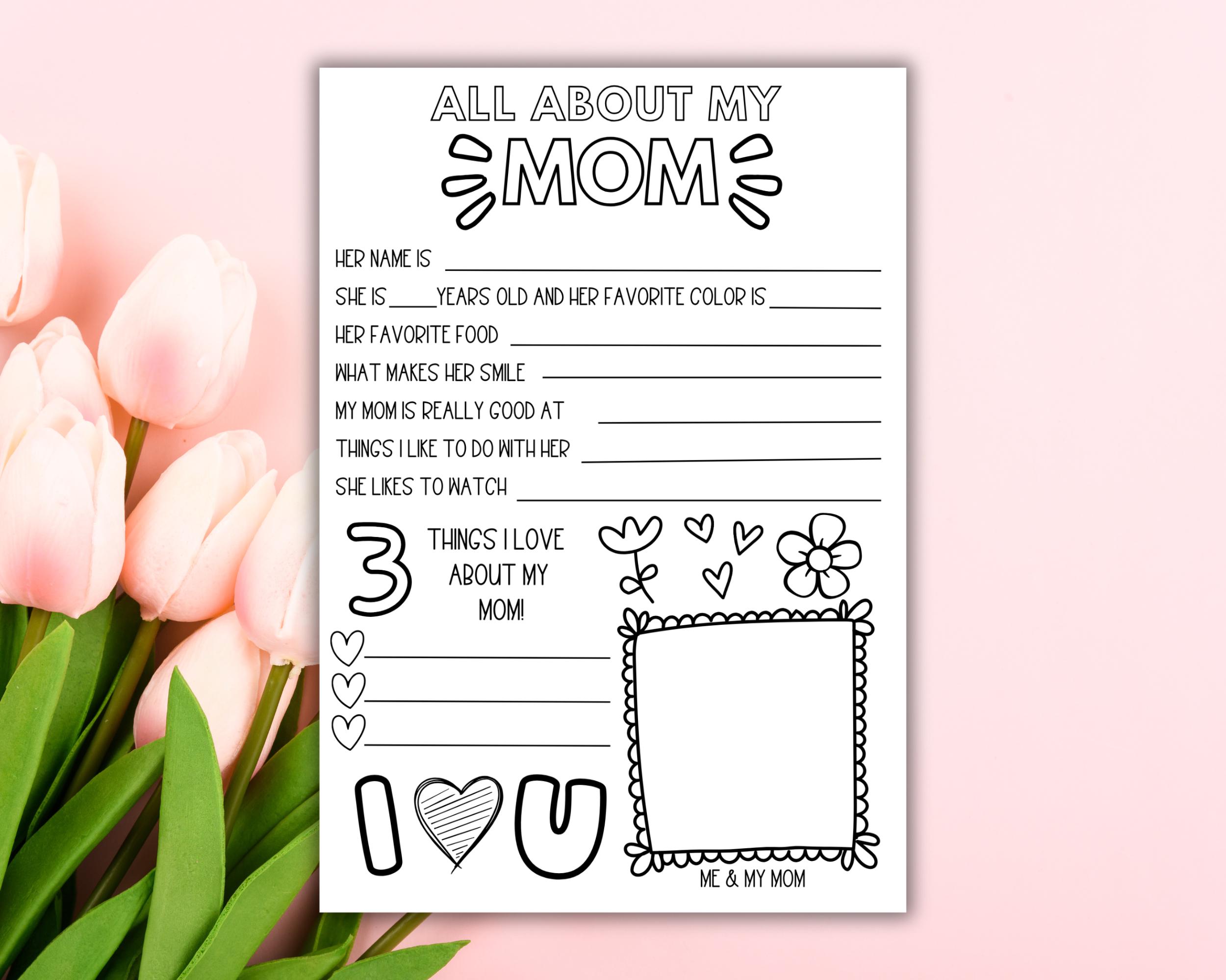 All About My Mom Questionnaire – Printable Keepsake (PDF & JPG ...