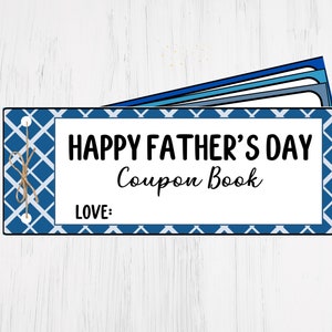 Afdrukbaar vaderdagbonboek, 24 voorgevulde, 12 blanco kortingsbonnen, DIRECT DOWNLOADEN, leuk cadeau voor papa, DIY Vaderdagcadeau