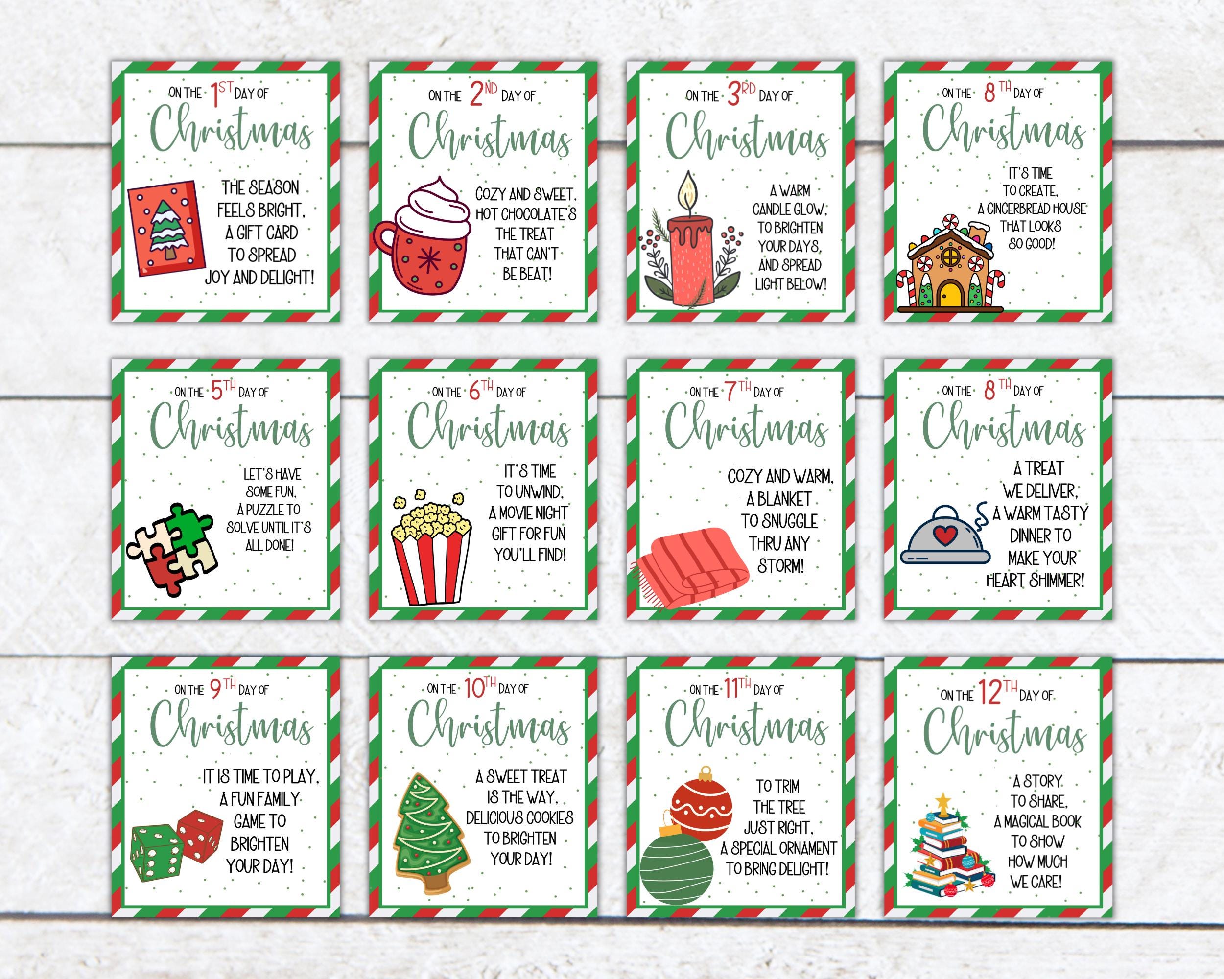 12 Days of Christmas Gift Tags, Holiday Favor Tags (PDF Pattern) - Etsy