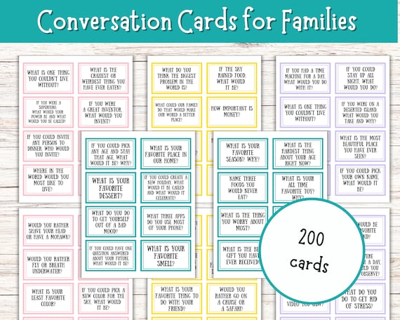 Family Conversation Starter Cards: 200 Printable Questions (PDF)