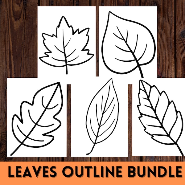Leaves Outline Bundle PDF - Printable Autumn Leaf Designs - DIY Fall Crafts - Autumn Crafting Collection- Printable Leaf Template, png