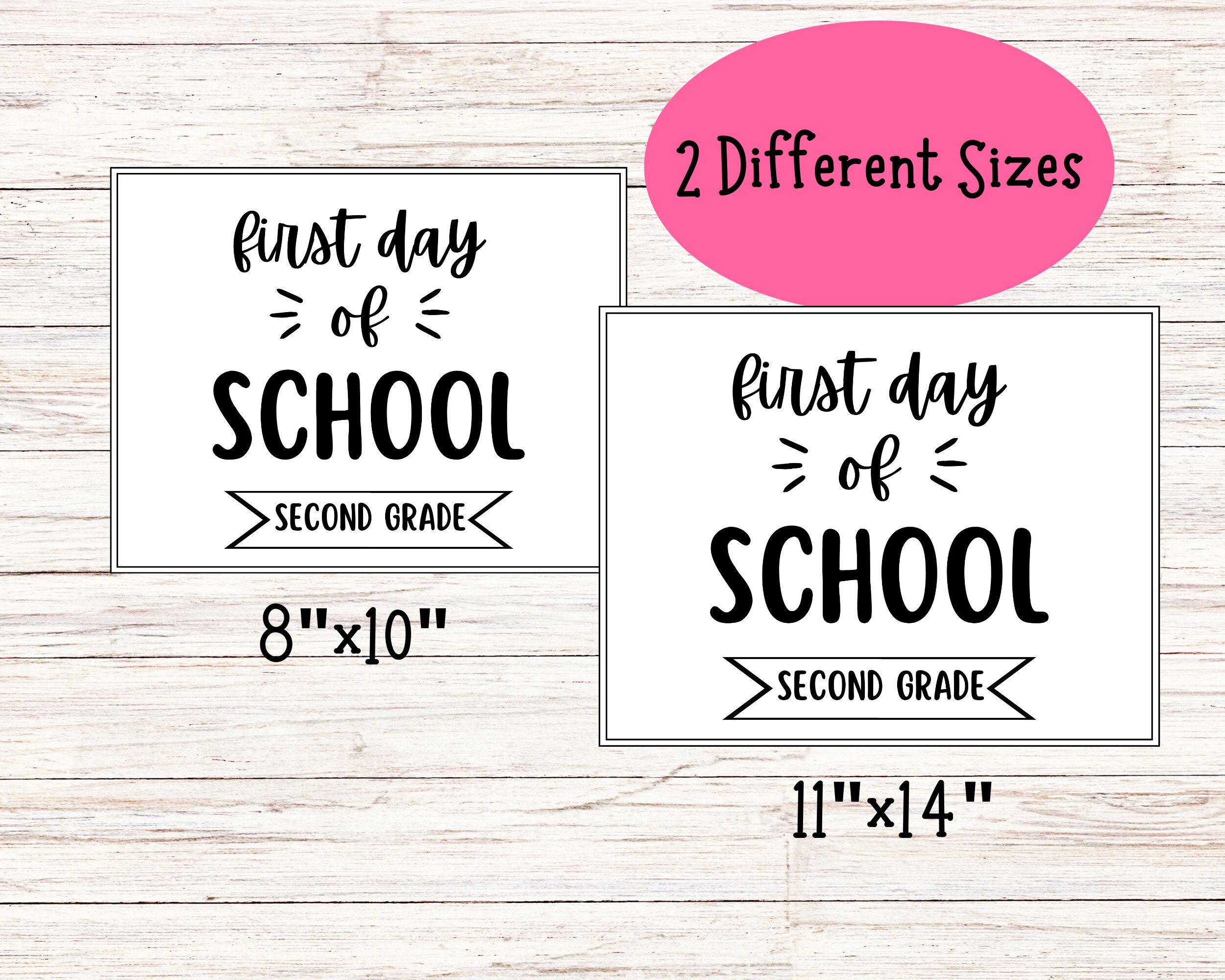 First Day of Second Grade Printable Sign Black and White 2 - Etsy