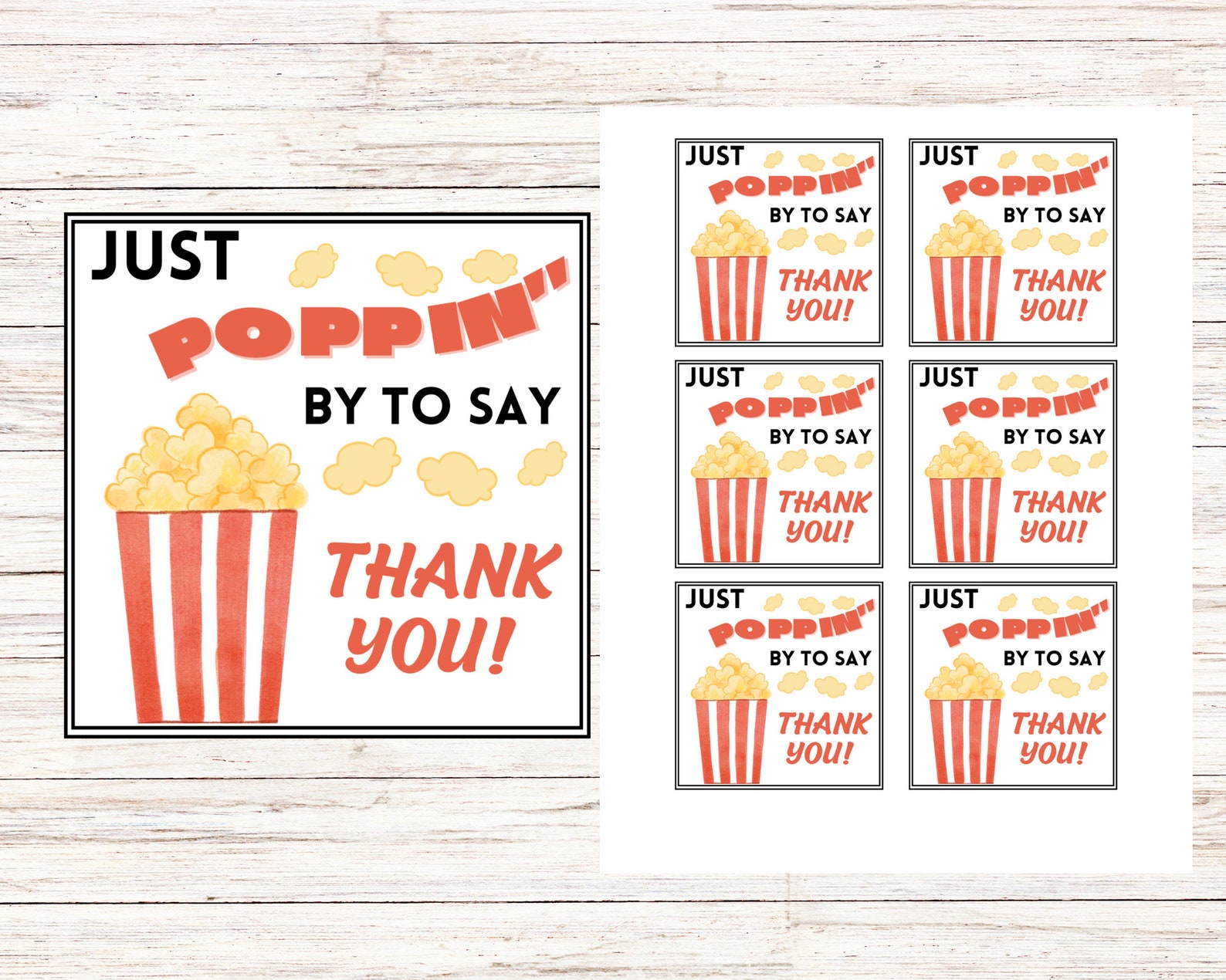 Popcorn Thank You Gift Tags - Printable Appreciation (digital Download ...