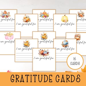 Tarjetas de agradecimiento / 16 diseños / Tarjetas con líneas y en blanco / Tarjetas imprimibles de 4" x 4" / Tarjetas de agradecimiento por Acción de Gracias / Tarjetas de Acción de Gracias y de Amistad