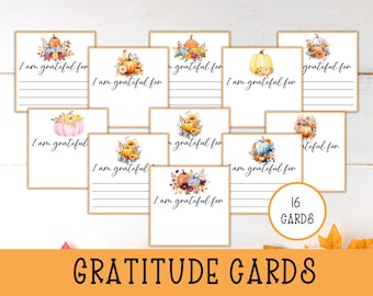 Thanksgiving Grateful Cards: 16 Printable Gratitude Designs (4x4) (Digital Download)
