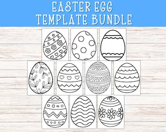 Easter Egg Template Bundle – 10 Designs, 3 Sizes – Printable PDF & JPG – DIY Easter Crafts